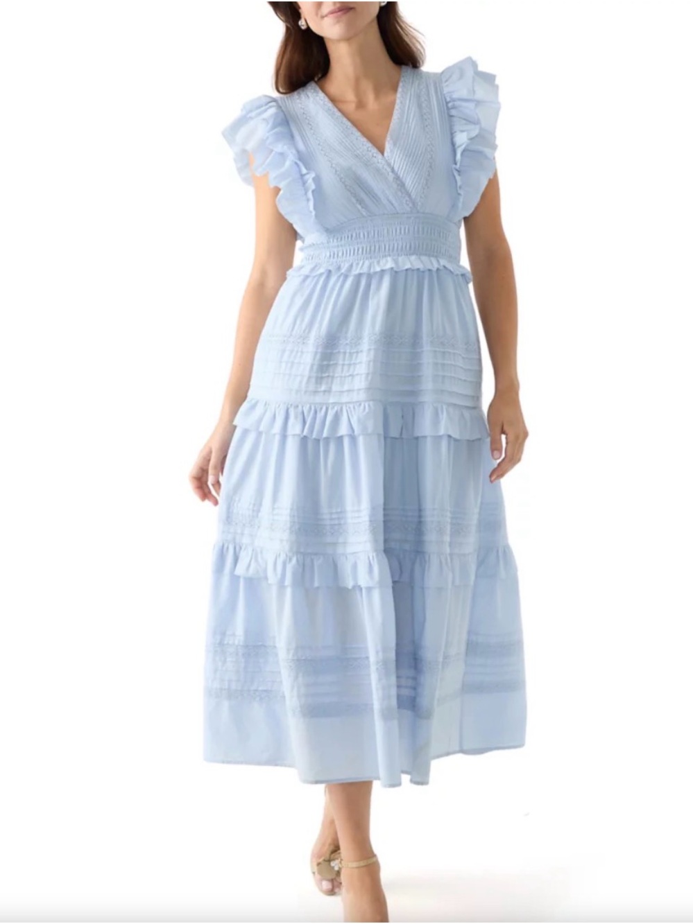 Philosophy Light Blue Ruffle Tiered Maxi Dress